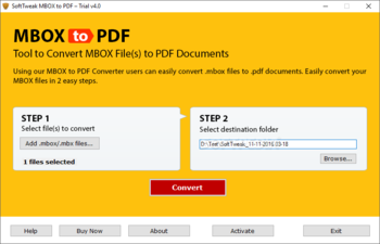 SoftTweak MBOX to PDF screenshot