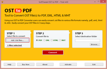 SoftTweak OST to PDF screenshot