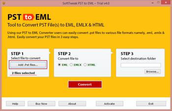 SoftTweak PST to EML screenshot