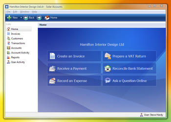 Solar Accounts UK Accounting Software screenshot