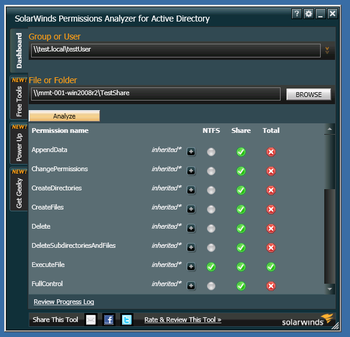 SolarWinds Permissions Analyzer for Active Directory screenshot