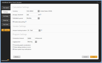 SolarWinds VM to Cloud Calculator screenshot 2