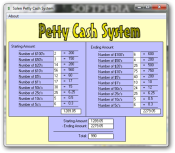 Solen Petty Cash System screenshot
