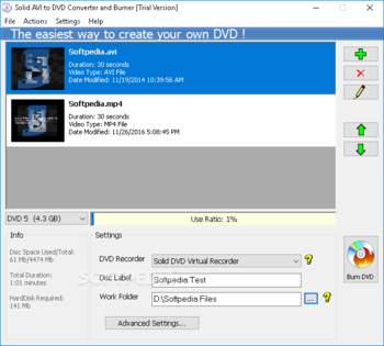 Solid AVI to DVD Converter and Burner screenshot