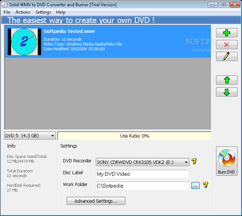 Solid WMV to DVD Converter and Burner screenshot