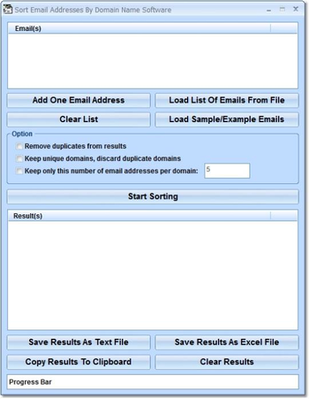 Sort Email Addresses By Domain Name Software screenshot