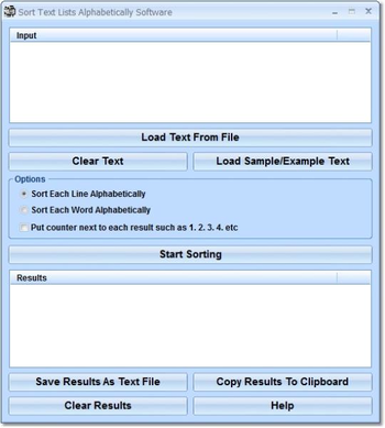 Sort Text Lists Alphabetically Software screenshot