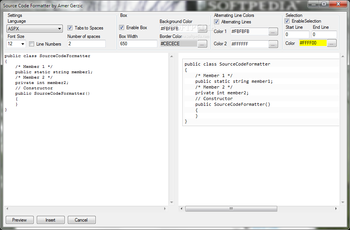 Source Code Formatter screenshot