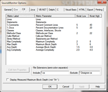 SourceMonitor screenshot 9
