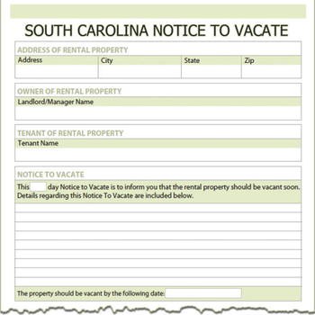 South Carolina Notice To Vacate screenshot