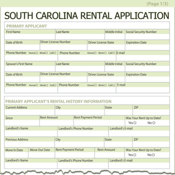 South Carolina Rental Application screenshot