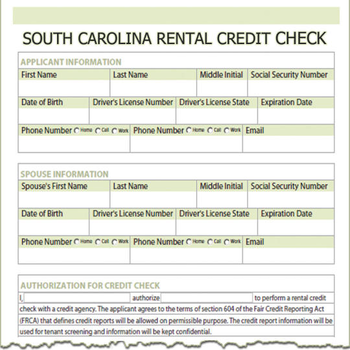 South Carolina Rental Credit Check screenshot