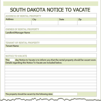South Dakota Notice To Vacate screenshot