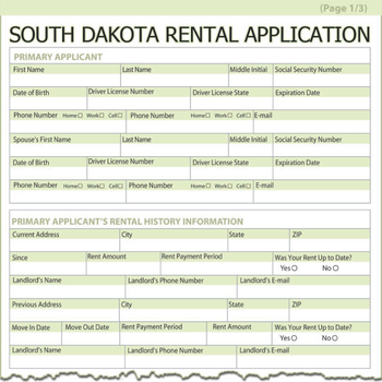 South Dakota Rental Application screenshot