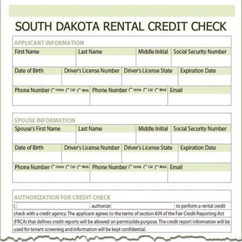 South Dakota Rental Credit Check screenshot
