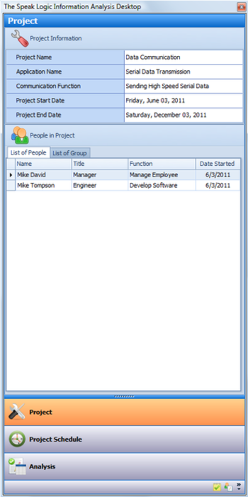 Speak Logic Information Analysis Desktop screenshot