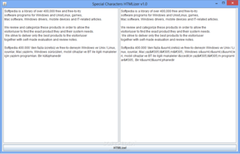 Special Characters HTMLizer screenshot