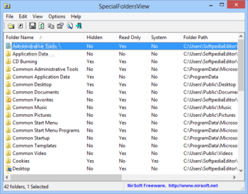SpecialFoldersView screenshot