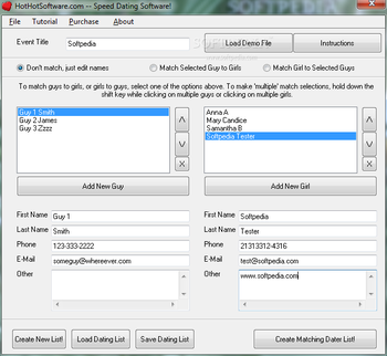 Speed Dating Software screenshot