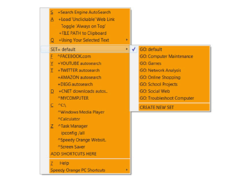 Speedy Orange PC Shortcuts screenshot