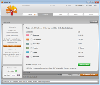 SpiderOak One screenshot