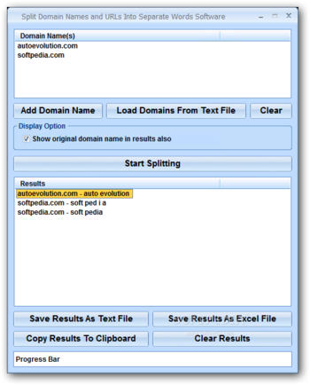 Split Domain Names and URLs Into Separate Words Software screenshot