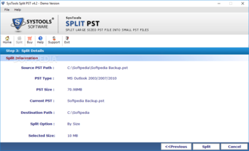 Split PST screenshot 2