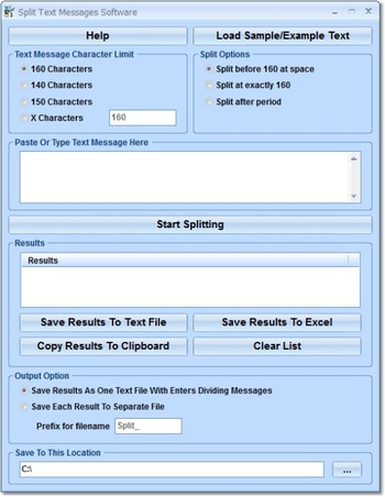 Split Text Messages Software screenshot