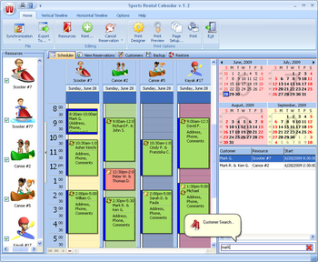 Sports Rental Calendar for Workgroup screenshot