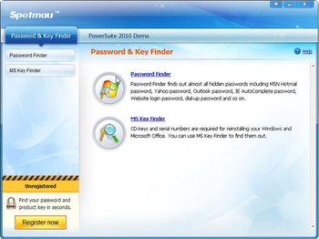 Spotmau Password and Key Finder 2010 screenshot