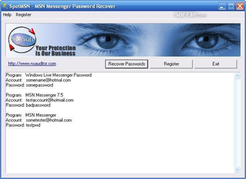 SpotMSN Password Recover screenshot 2