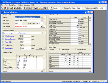 Spring Design & Validation screenshot