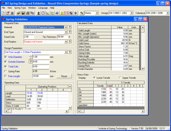 Spring Design & Validation screenshot