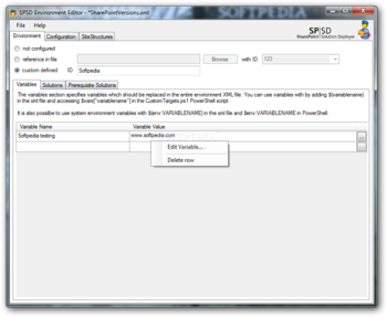 SPSD Environment Editor screenshot