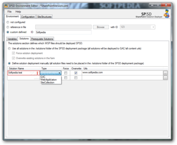 SPSD Environment Editor screenshot 2