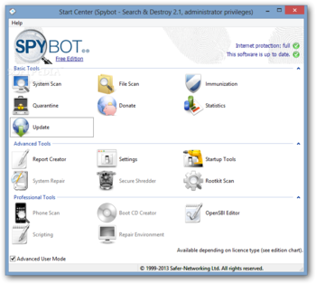 SpyBot - Search & Destroy screenshot