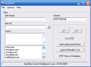 SpySites screenshot