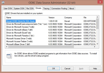 SQL Azure ODBC driver (32/64 bit) screenshot