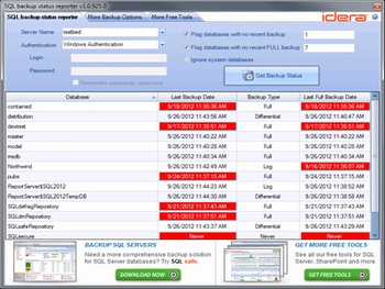 SQL Backup Status Reporter screenshot