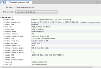 SQL BAK Reader screenshot 2