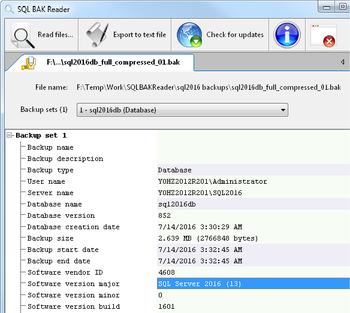 SQL BAK Reader screenshot 3