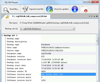 SQL BAK Reader screenshot 4