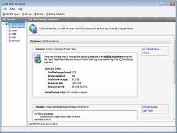 SQL Cloud Backup screenshot