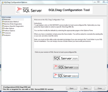 SQL Diag Configuration Tool screenshot
