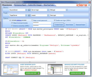 SQL permissions extractor screenshot
