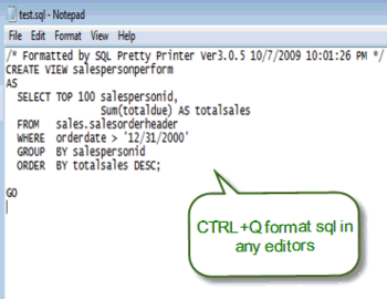 SQL Pretty Printer Desktop Version screenshot