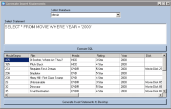 SQL Server Generate Insert Statements screenshot