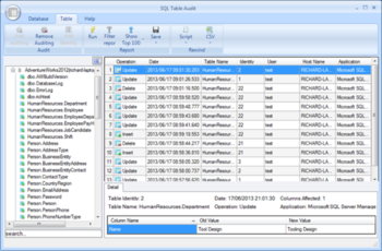 SQL Table Audit screenshot