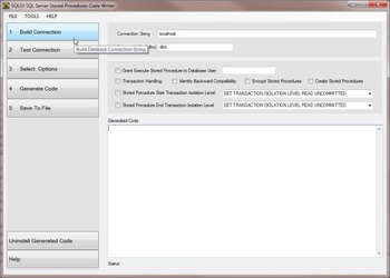 SQLDJ SQL Server Stored Procedures Code Writer screenshot
