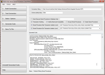 SQLDJ SQL Server Stored Procedures Code Writer screenshot 3